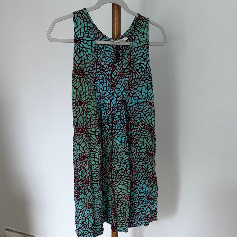 Tropical EarthTones Sleeveless Hand-Dyed Mini Dress